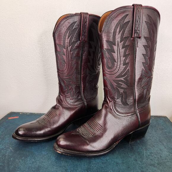 Lucchese Wine Black Cherry Color Men\'s Western Boots Men\'s Size 9D